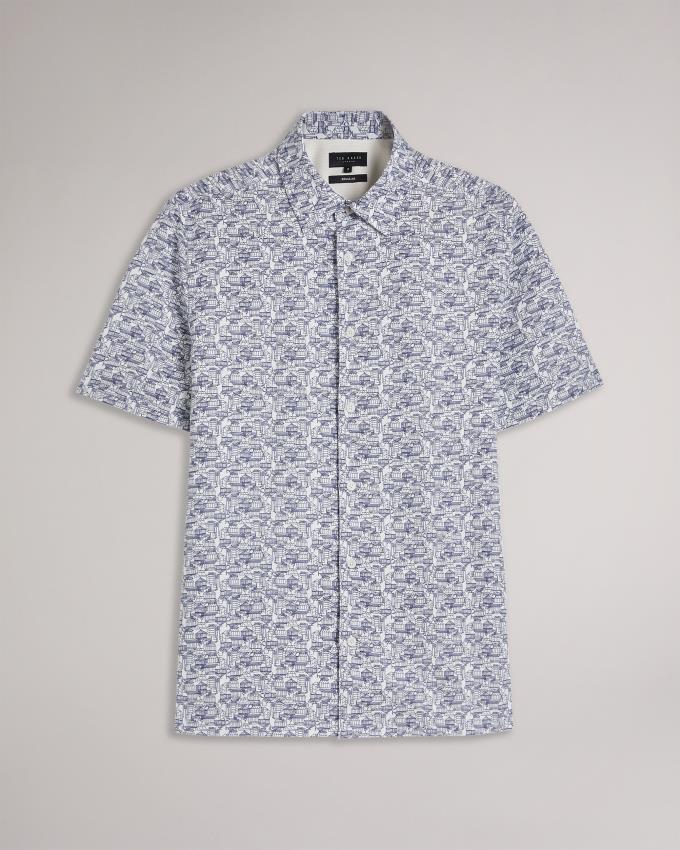 Chemises Ted Baker Short Sleeve Greenhouse Bleu Clair Homme | LYL-95325385